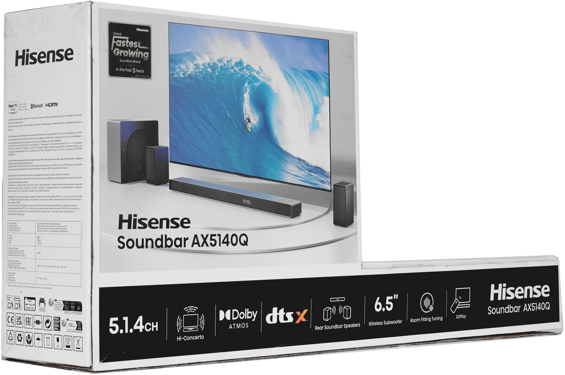 Саундбар Hisense AX5140Q 5.1.4 320Вт+280Вт черный — миниатюра 14