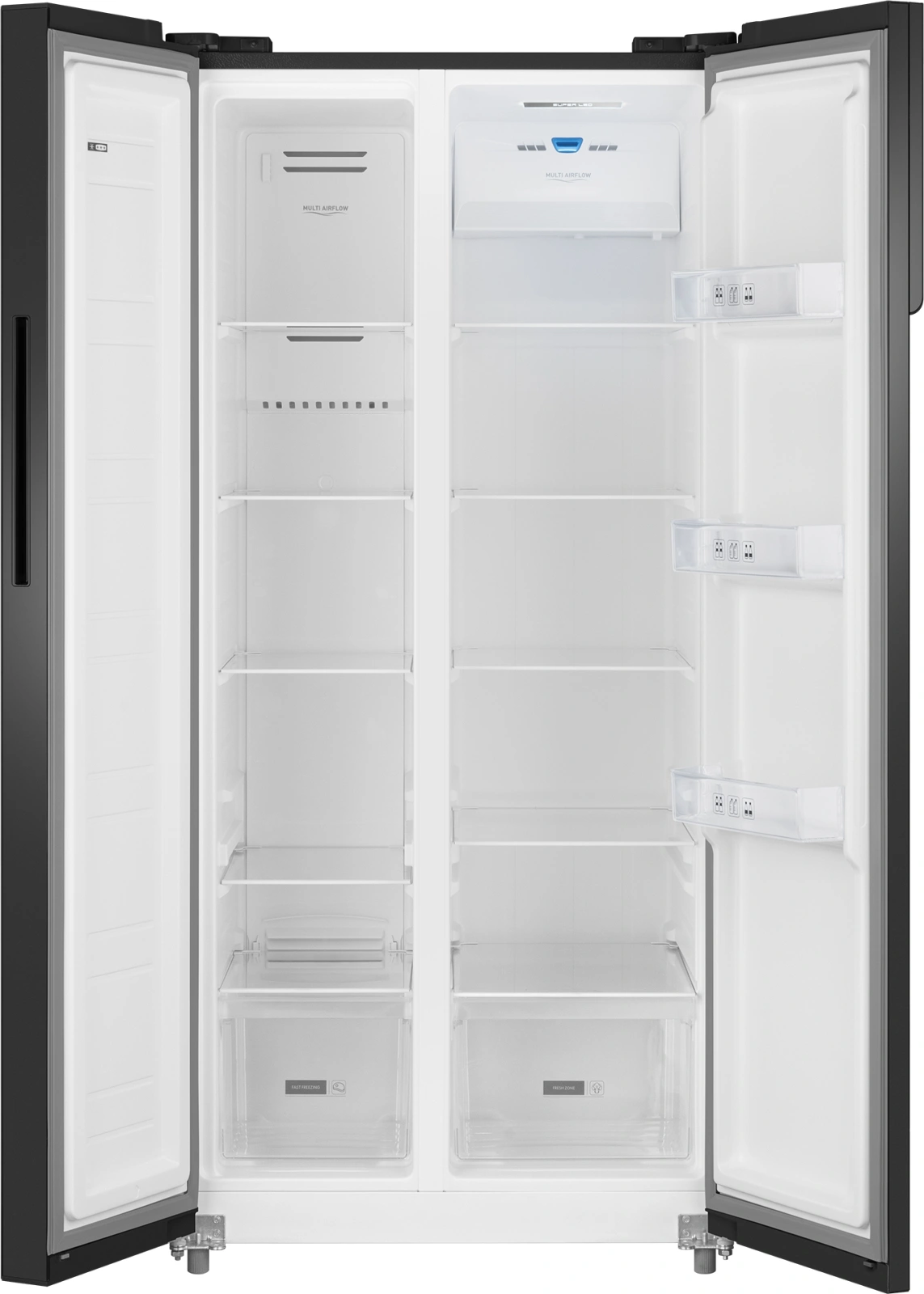 Холодильник Weissgauff WSBS 500 Inverter NoFrost 2-хкамерн. черный стекло инвертер — миниатюра 3