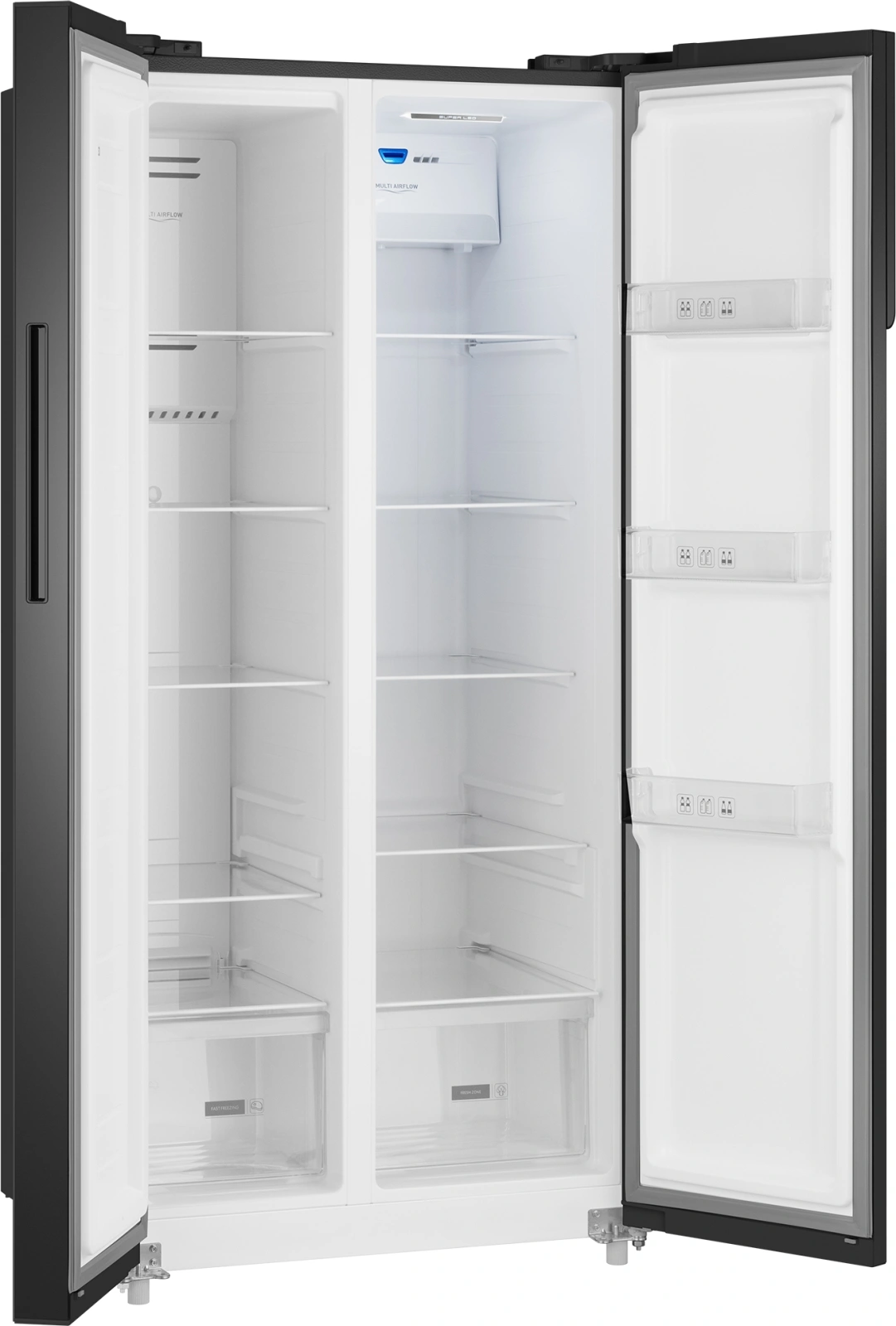 Холодильник Weissgauff WSBS 500 Inverter NoFrost 2-хкамерн. черный стекло инвертер — миниатюра 6