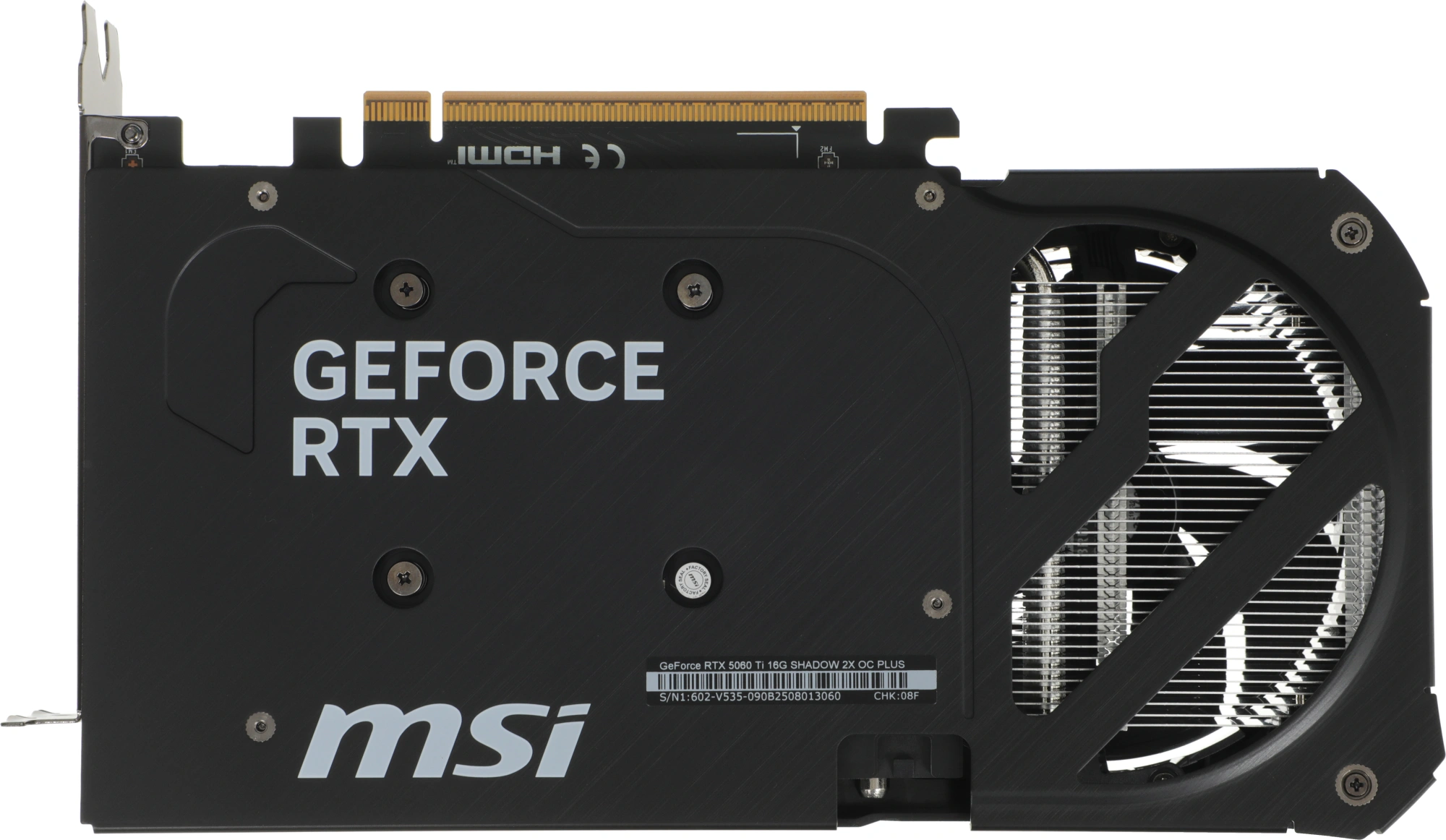 Видеокарта MSI PCI-E 5.0 RTX 5060 TI 16G SHADOW 2X OC PLUS NVIDIA GeForce RTX 5060TI 16Gb 128bit GDDR7 2602/28000 HDMIx1 DPx3 HDCP Ret — миниатюра 2