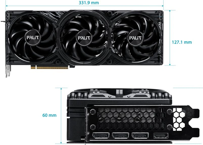 Видеокарта Palit PCI-E 5.0 PA-RTX5080 GAMINGPRO OC V1 NVIDIA GeForce RTX 5080 16Gb 256bit GDDR7 2295/30000 HDMIx1 DPx3 HDCP Ret — миниатюра 8