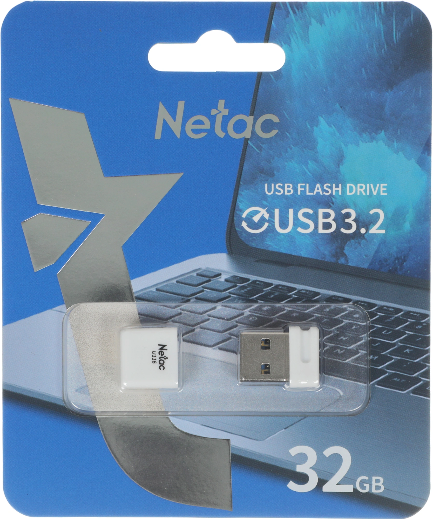 Флеш Диск Netac 32GB U116 NT03U116N-032G-32WH USB3.2 белый — миниатюра 6