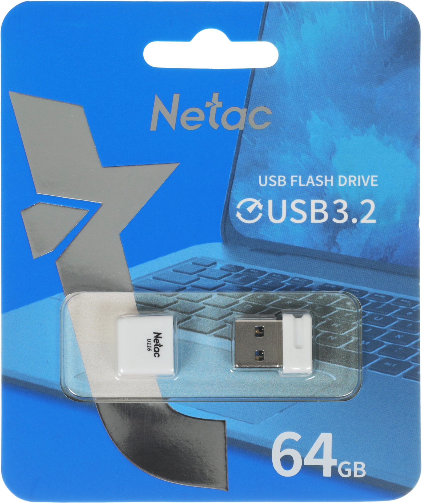 Флеш Диск Netac 64GB U116 NT03U116N-064G-32WH USB3.2 белый — миниатюра 6