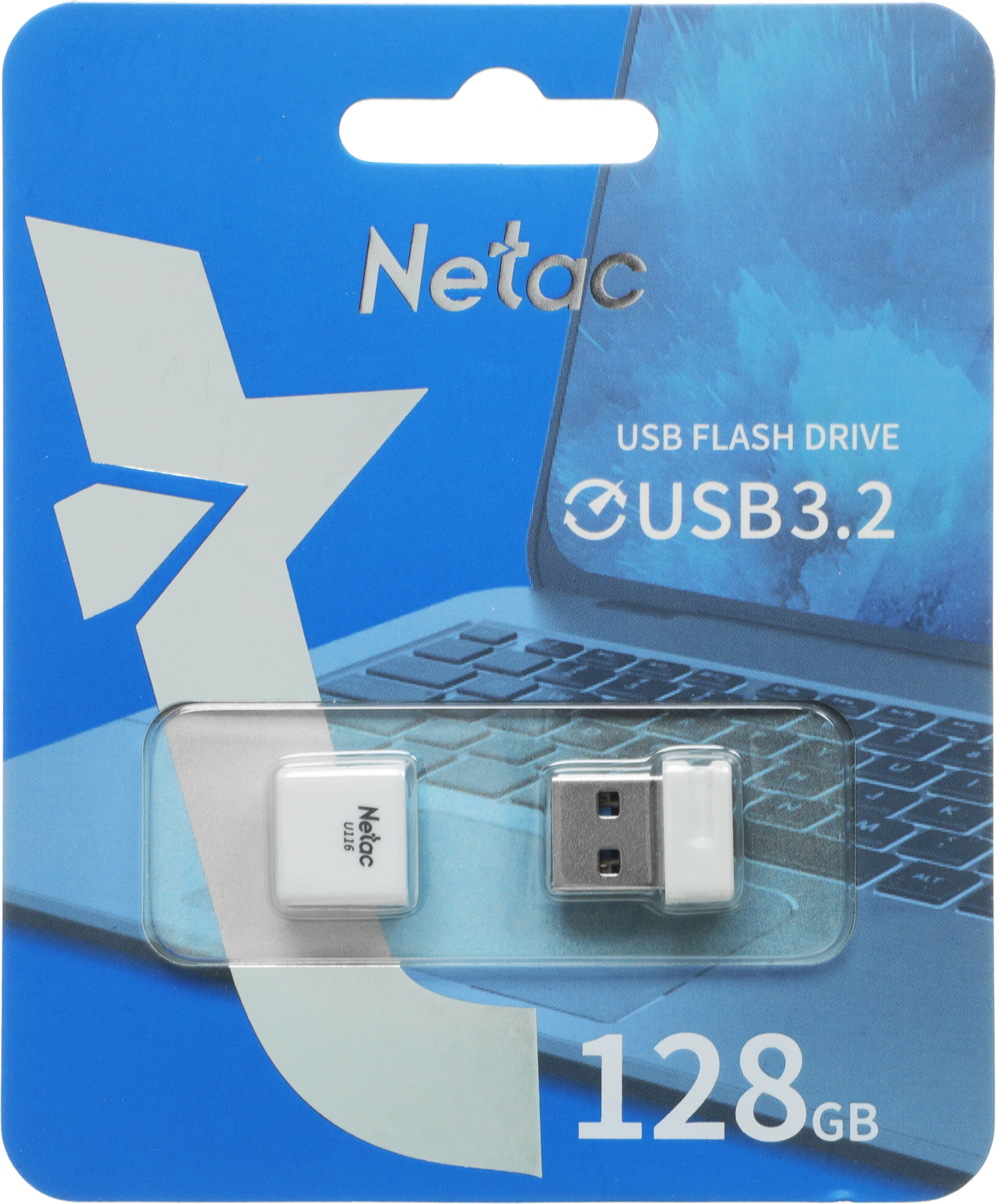 Флеш Диск Netac 128GB U116 NT03U116N-128G-32WH USB3.2 белый — миниатюра 6