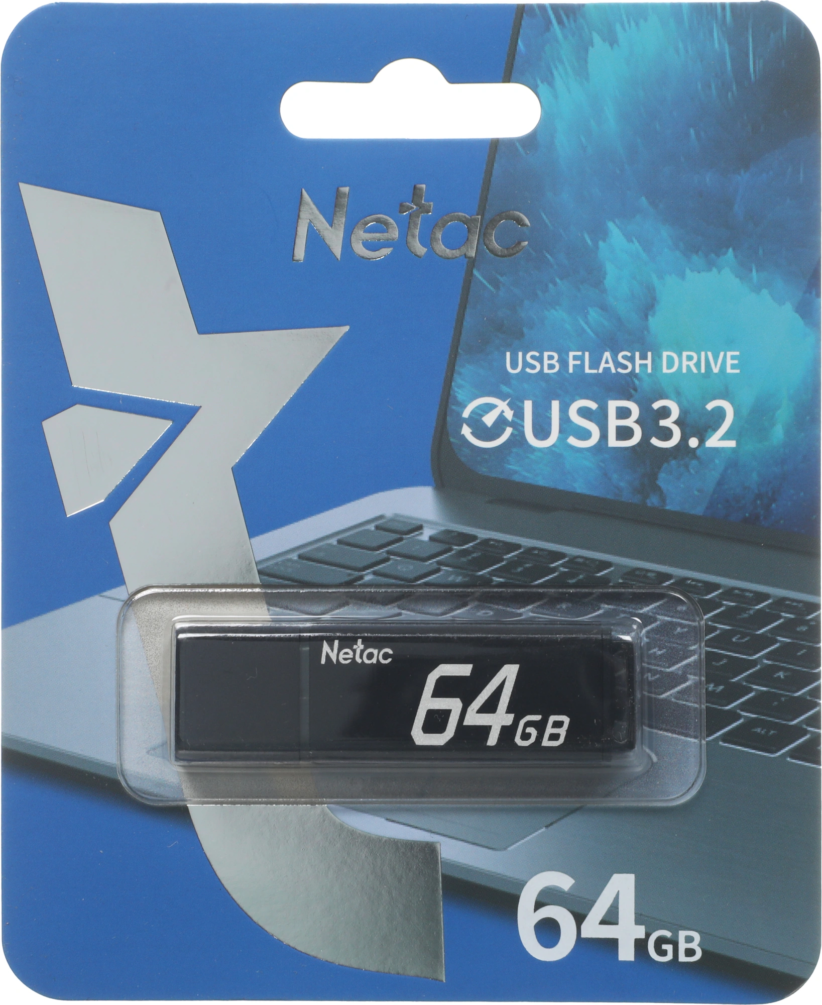 Флеш Диск Netac 64GB U351 NT03U351N-064G-32BK USB3.0 серый — миниатюра 6