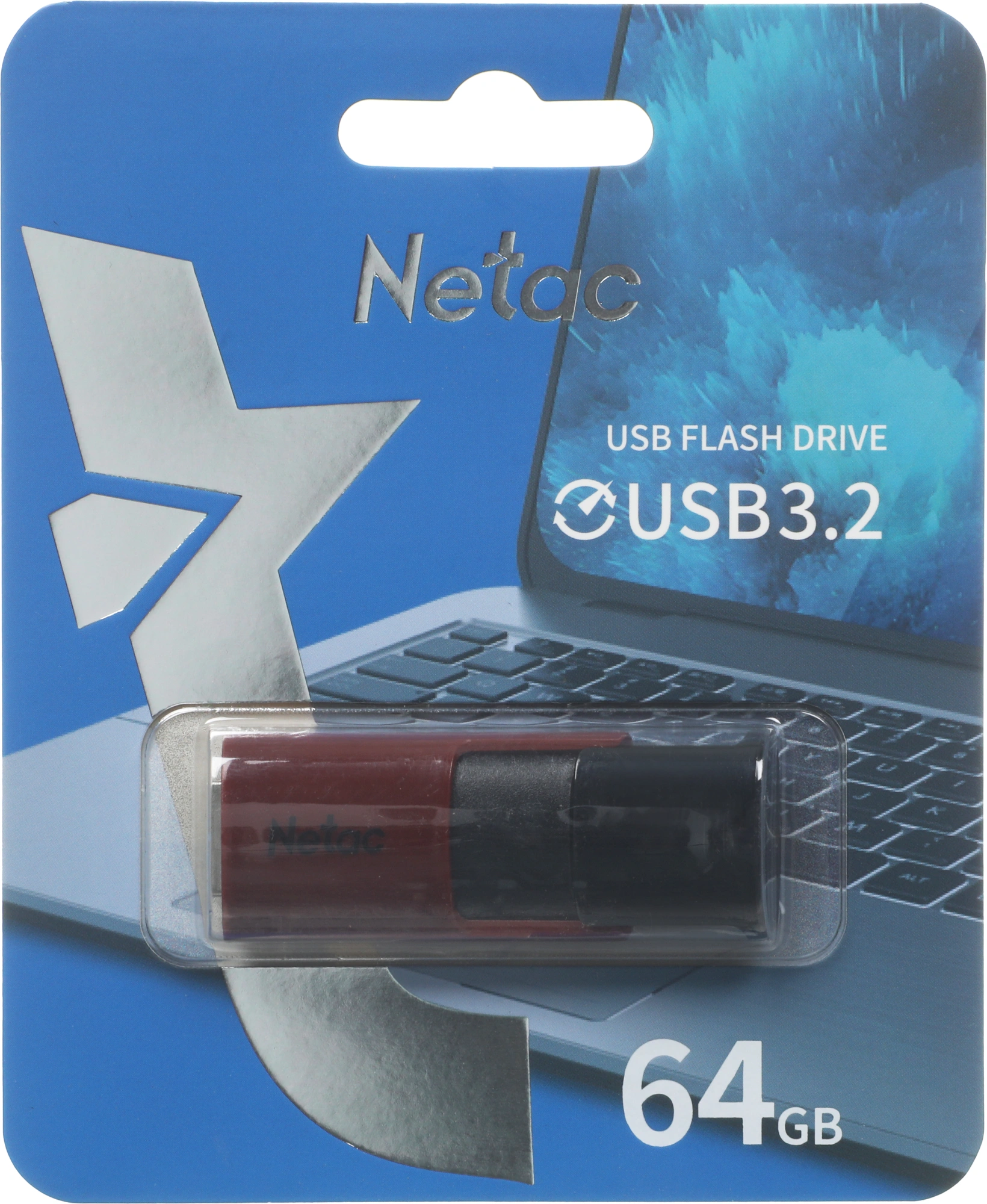 Флеш Диск Netac 64GB U182 NT03U182N-064G-32RE USB3.2 красный/черный — миниатюра 3