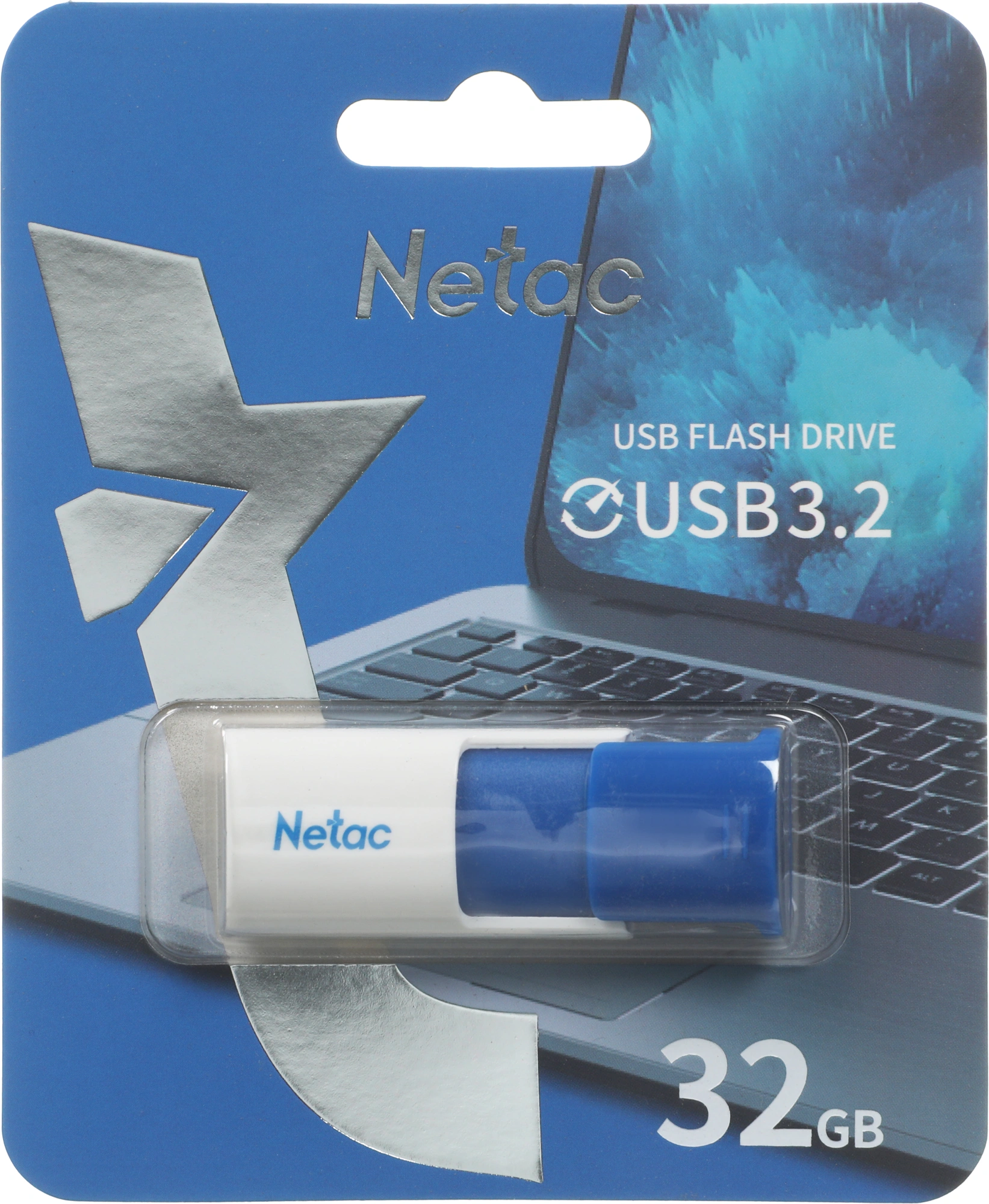 Флеш Диск Netac 32GB U182 NT03U182N-032G-32BL USB3.2 синий/белый — миниатюра 4