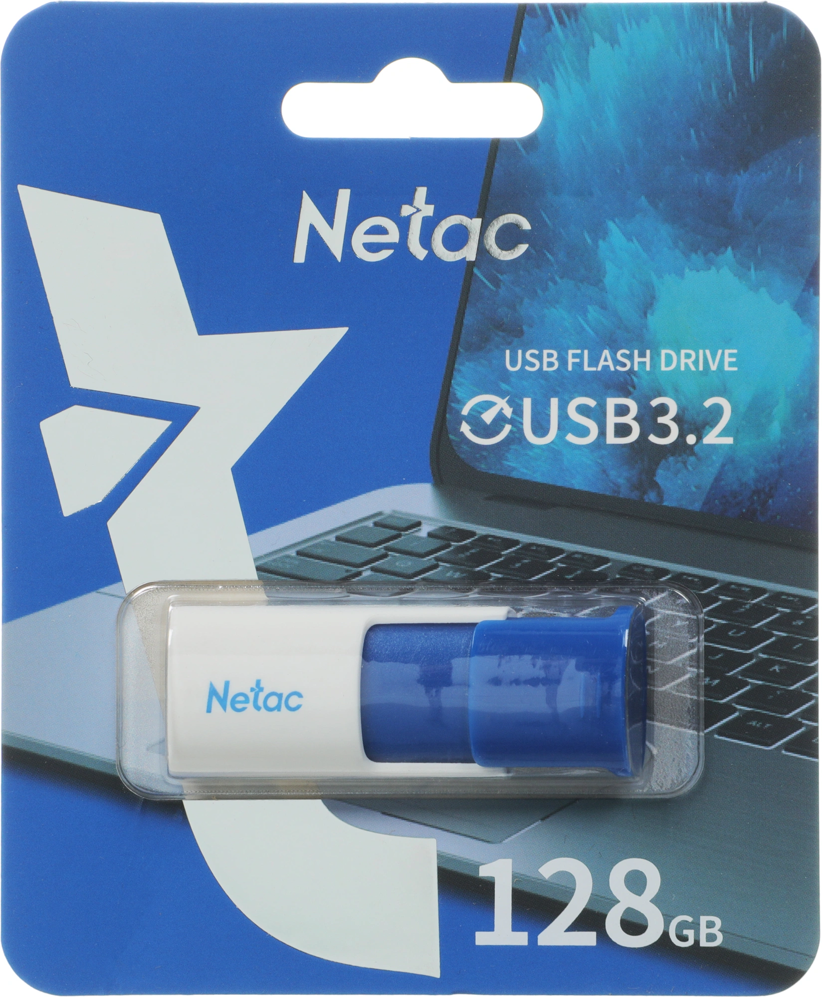 Флеш Диск Netac 128GB U182 NT03U182N-128G-32BL USB3.2 синий/белый — миниатюра 4