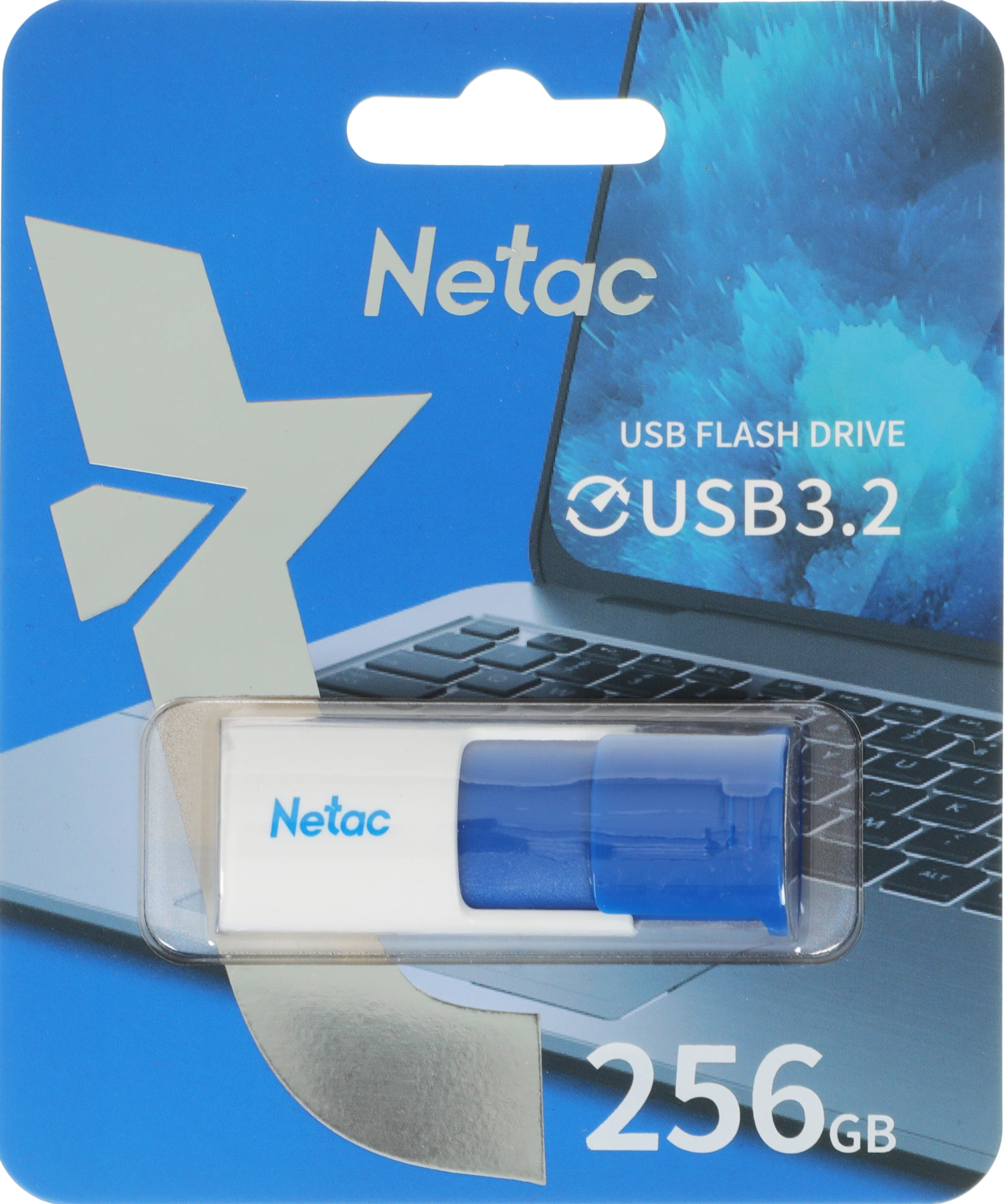 Флеш Диск Netac 256GB U182 NT03U182N-256G-32BL USB3.2 синий/белый — миниатюра 4