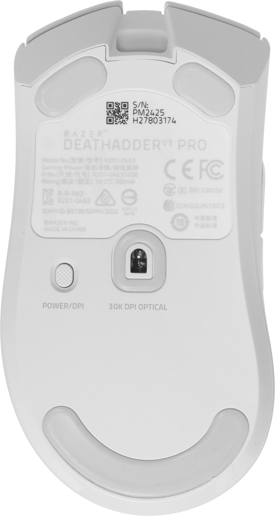 Мышь Razer DeathAdder V3 Pro белый оптическая 30000dpi беспров. USB-C 5but (RZ01-04630200-R3A1) — миниатюра 2