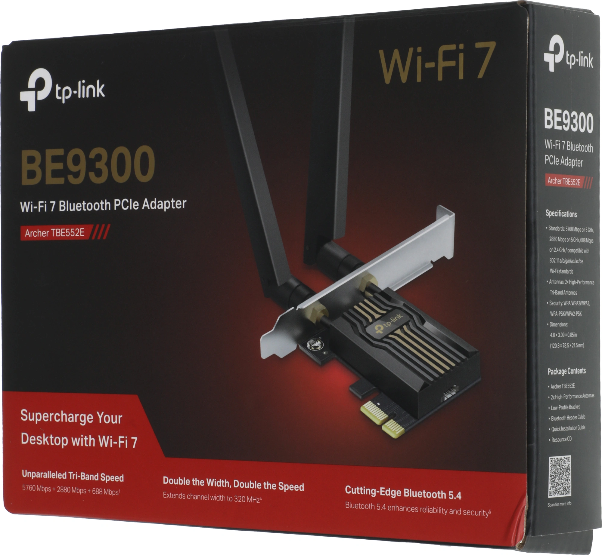 Сетевой адаптер Wi-Fi + Bluetooth TP-Link Archer TBE552E BE9300 PCI (ант.внеш.съем) 2ант. — миниатюра 4