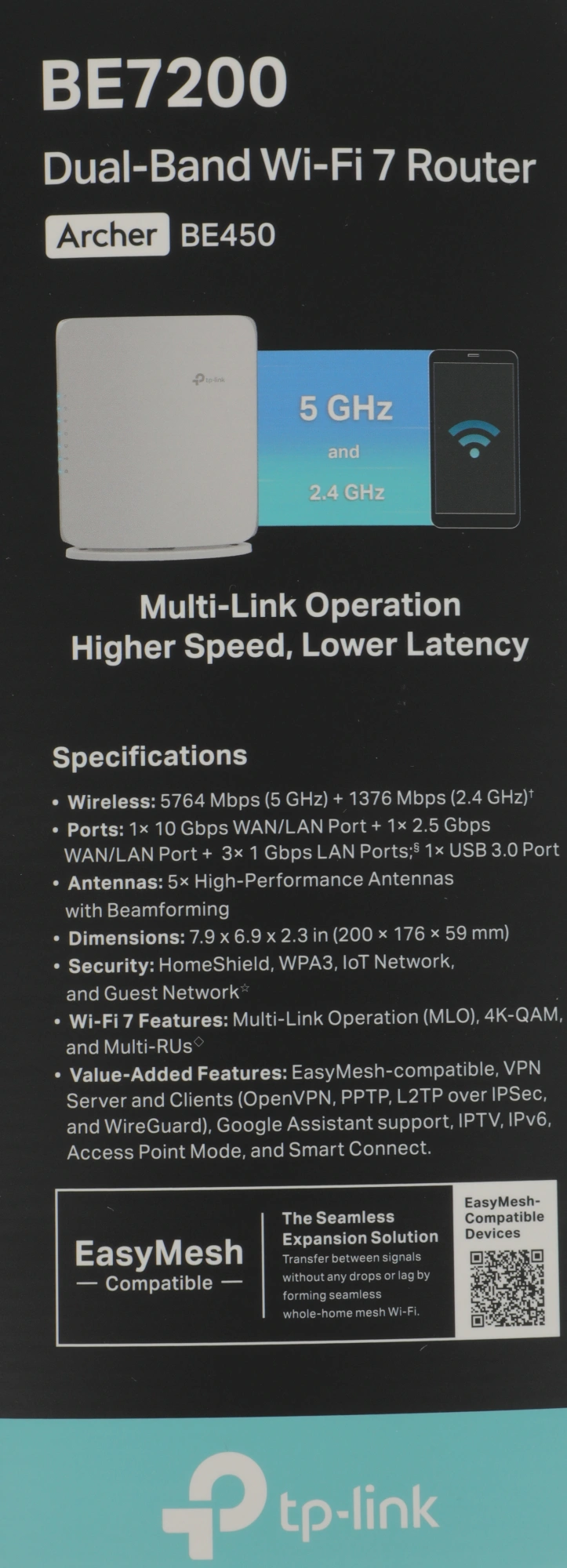 Роутер беспроводной TP-Link Archer BE450 BE7200 100/1000/2500/10000BASE-T белый — миниатюра 10