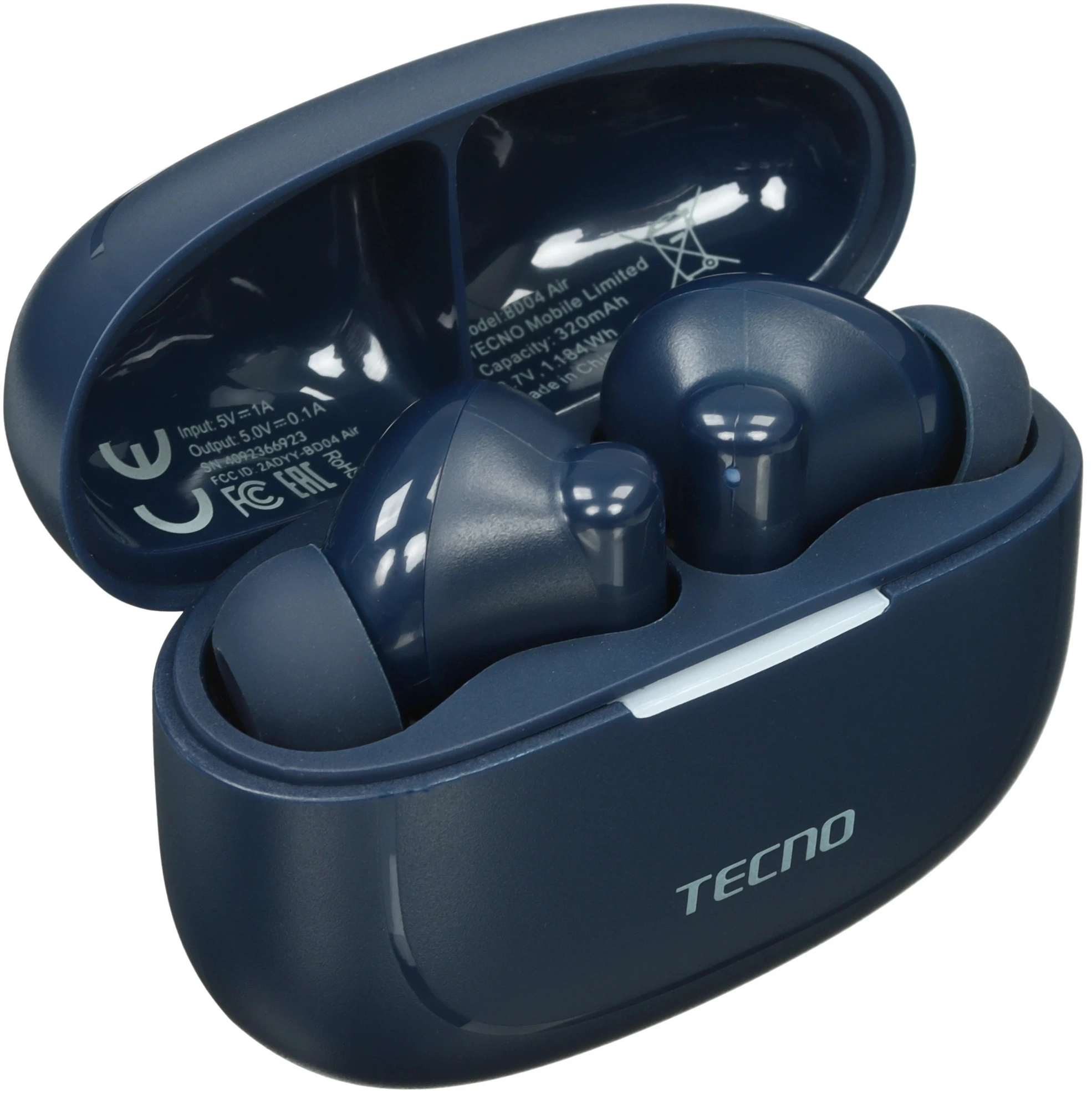 Гарнитура внутриканальные Tecno Buds 4 Air BD04 синий беспроводные bluetooth в ушной раковине (BD04 AIR MIDNIGHT BLUE) — миниатюра 5