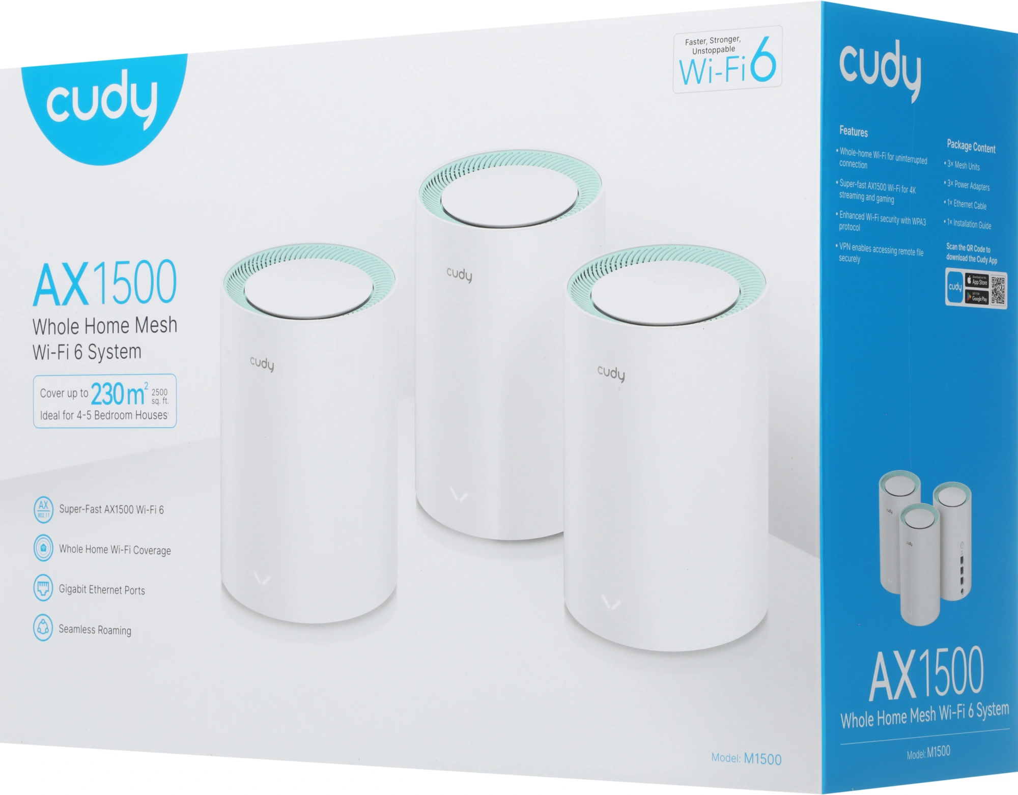 Бесшовный Mesh роутер Cudy M1500 (M1500(3-PACK)) AX1500 10/100/1000BASE-TX белый — миниатюра 8