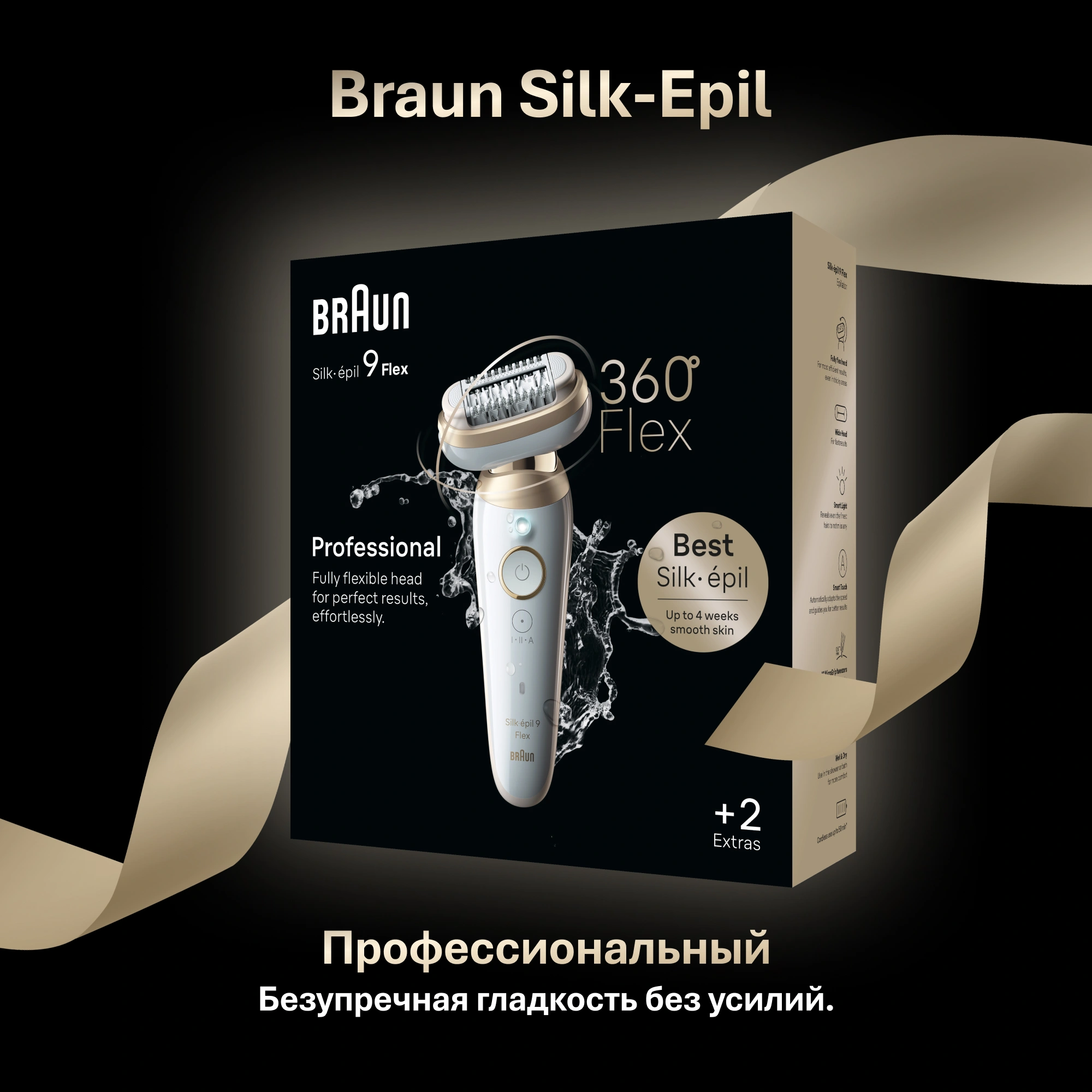Эпилятор Braun SES9-011 скор.:2 насад.:3 от электр.сети от аккум. белый/золотистый — миниатюра 19