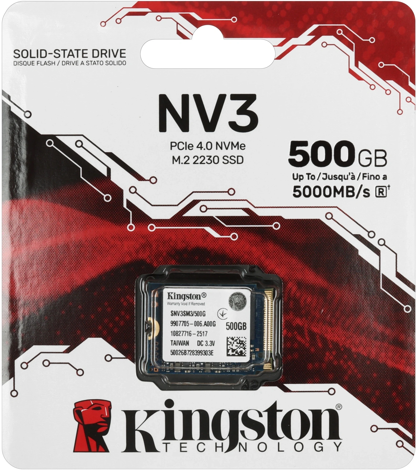 Накопитель SSD Kingston PCIe 4.0 x4 500GB SNV3SM3/500G NV3 M.2 2230 — миниатюра 3