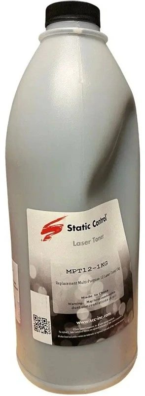 Тонер Static Control MPT12-1KG черный флакон 1000гр. для принтера НР P1010/1160/1320 — фото 1