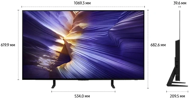 Телевизор OLED Samsung 48" QE48S90FAEXRU Series 9 черный графит 4K Ultra HD 120Hz DVB-T2 DVB-C DVB-S2 USB WiFi Smart TV — миниатюра 4