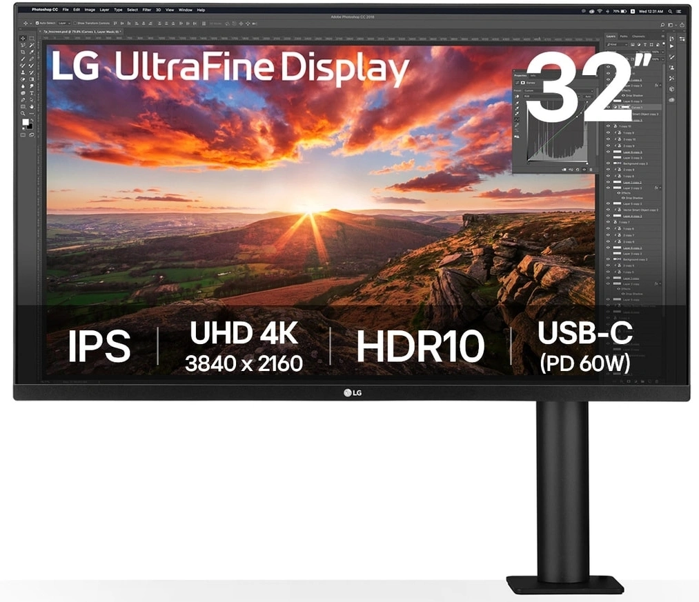 Монитор LG 31.5" UltraFine 32UN880K-B черный IPS LED 16:9 HDMI M/M матовая HAS Piv 1000:1 380cd 178гр/178гр 3840x2160 60Hz DP 4K USB 10.3кг