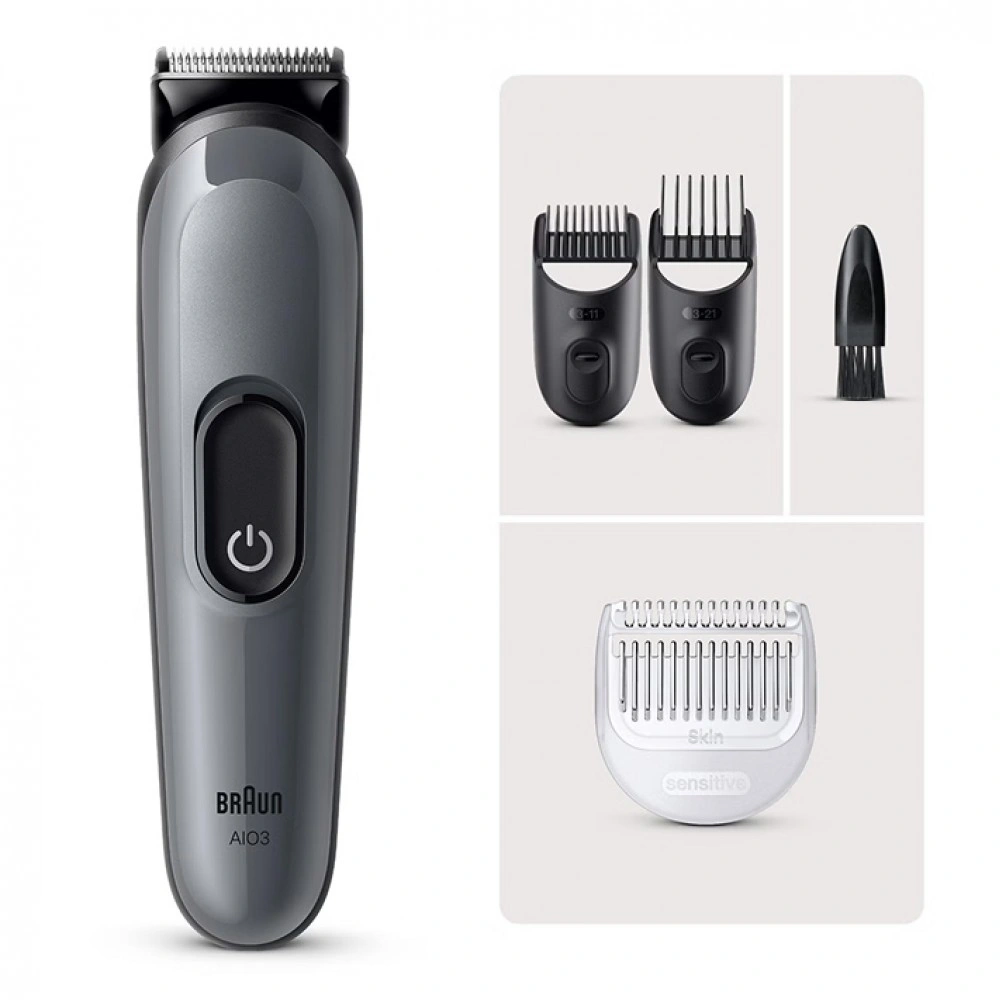 Триммер Braun AIO3500 серый (насадок в компл:3шт) — миниатюра 2