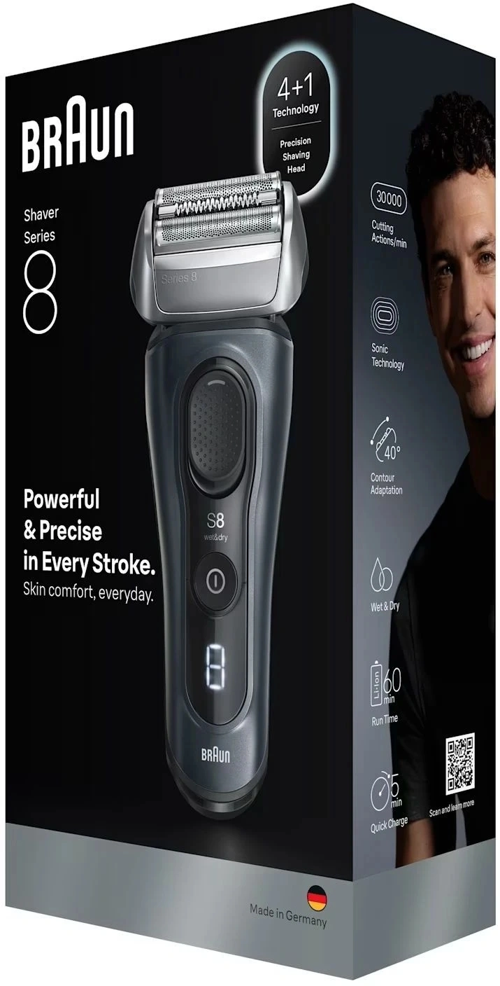 Бритва сетчатая Braun Series 8 8603s реж.эл.:4 питан.:аккум. серый/черный — миниатюра 3