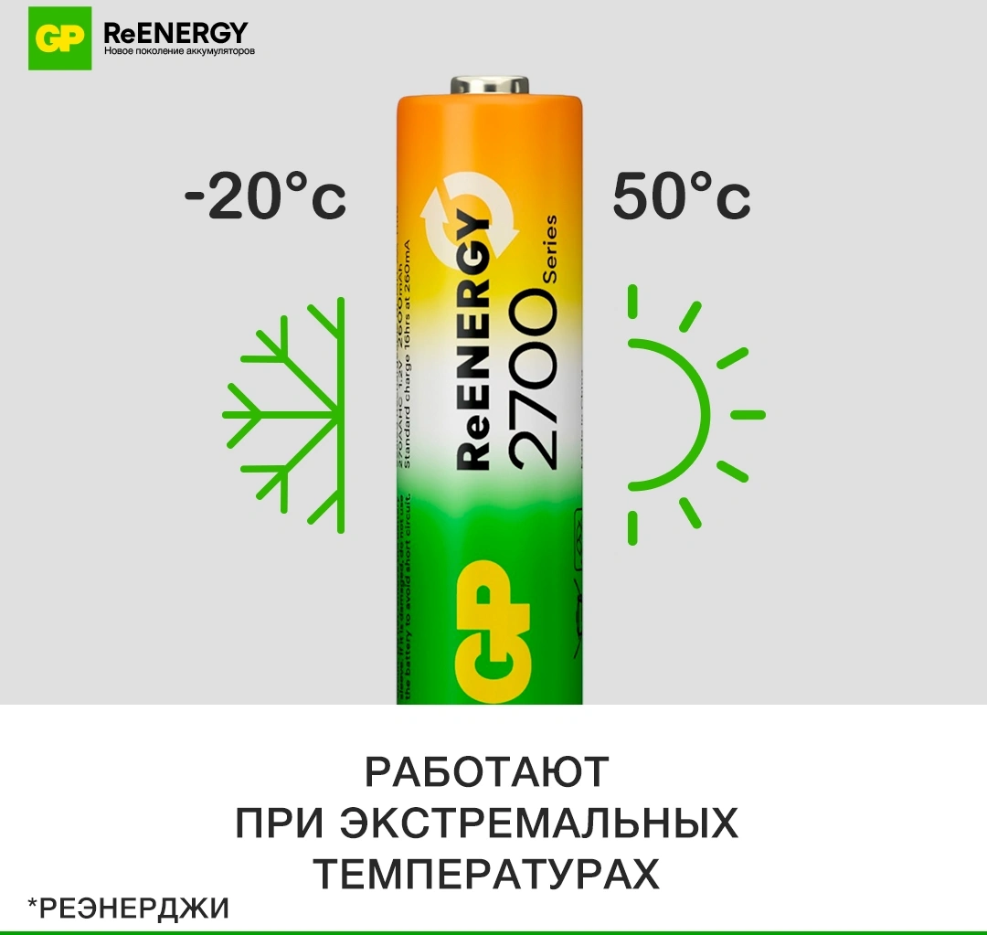 Аккумулятор GP 270AAHCRGY-CRB10 AA NiMH 2700mAh (10шт) спайка — миниатюра 7