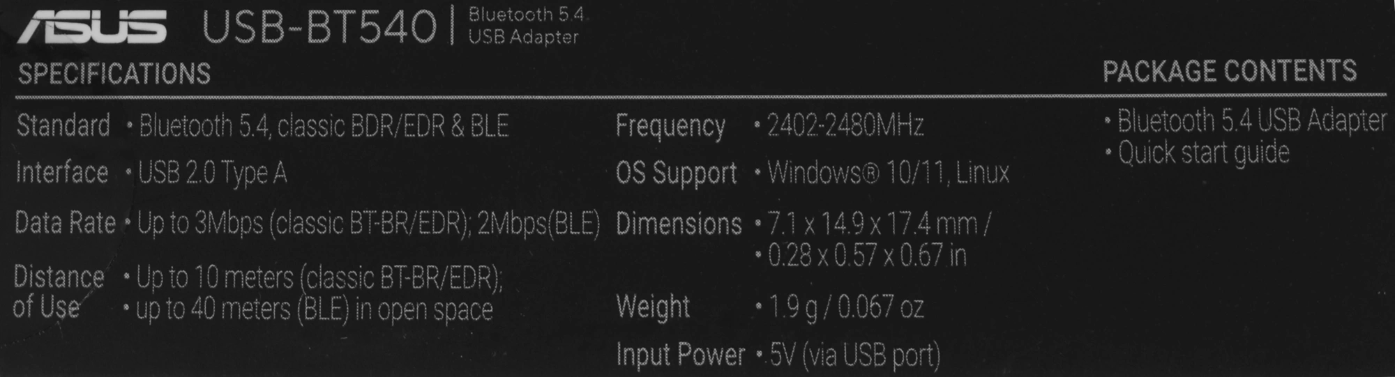 Сетевой адаптер Bluetooth Asus USB-BT540 USB 2.0 — миниатюра 9
