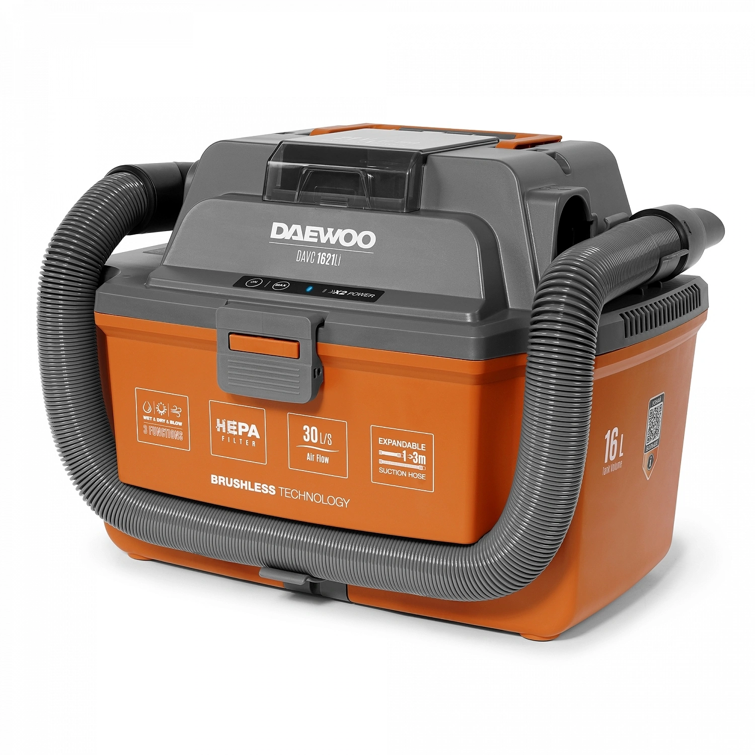Строительный пылесос Daewoo DAVC 1621Li SET 200Вт (уборка: сухая/сбор воды/выдув) оранжевый — миниатюра 11