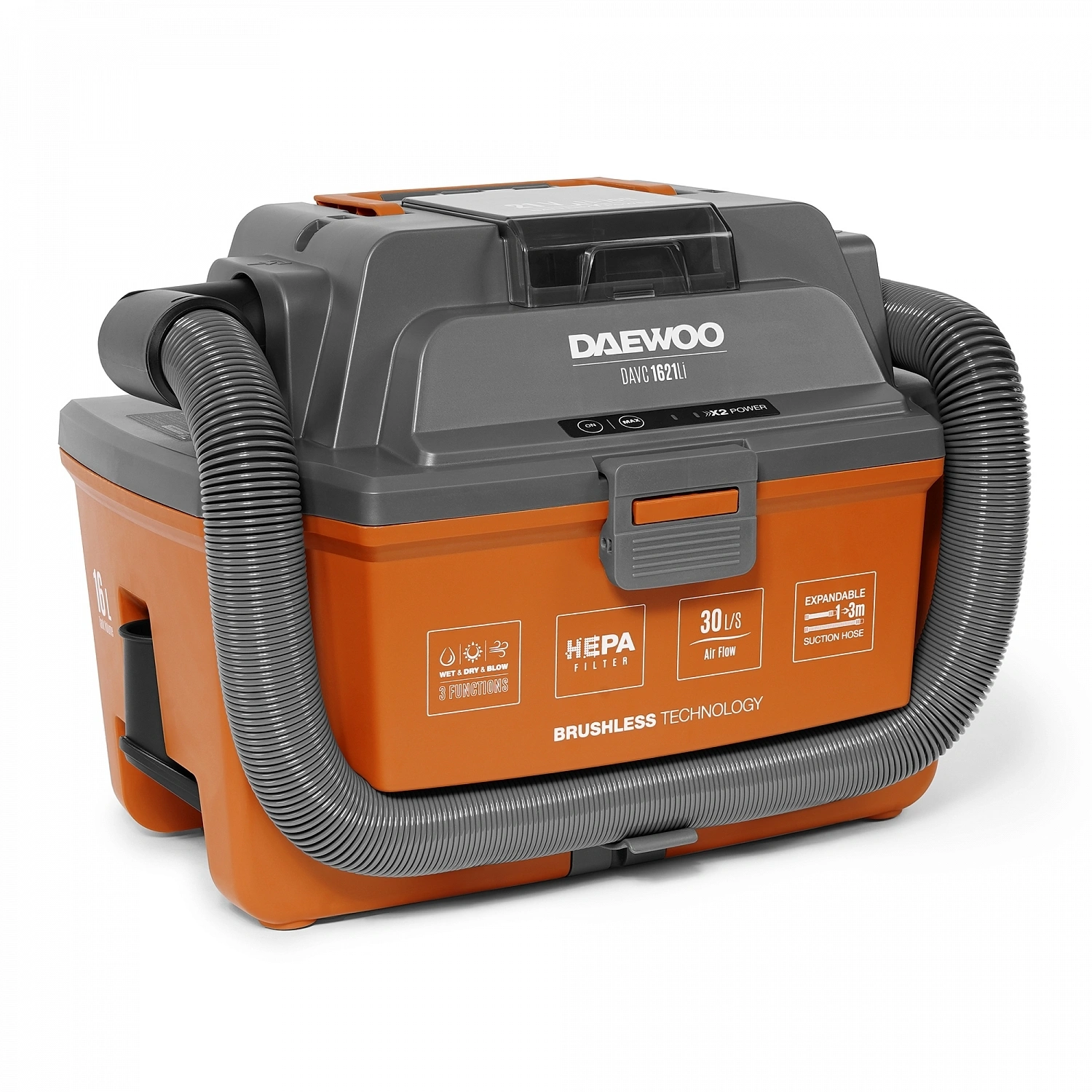 Строительный пылесос Daewoo DAVC 1621Li SET 200Вт (уборка: сухая/сбор воды/выдув) оранжевый — миниатюра 12