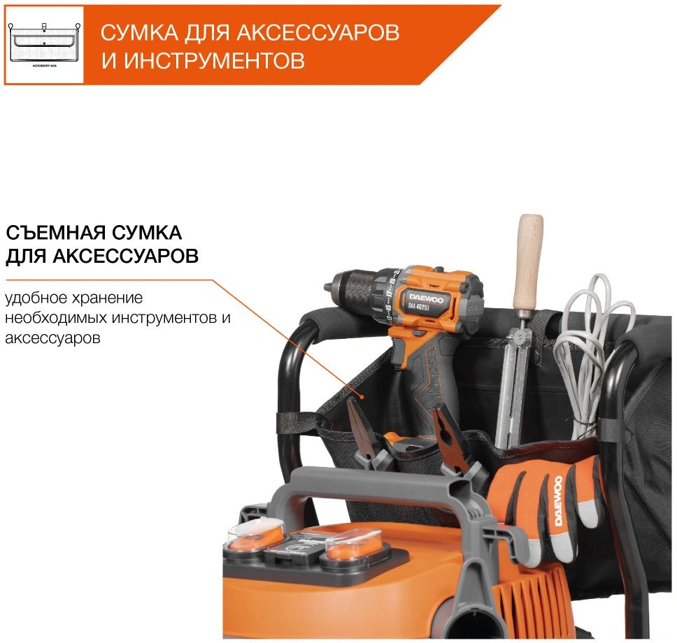 Строительный пылесос Daewoo DAVC 6030S 3200Вт (уборка: сухая/сбор воды/выдув) серебристый — миниатюра 16