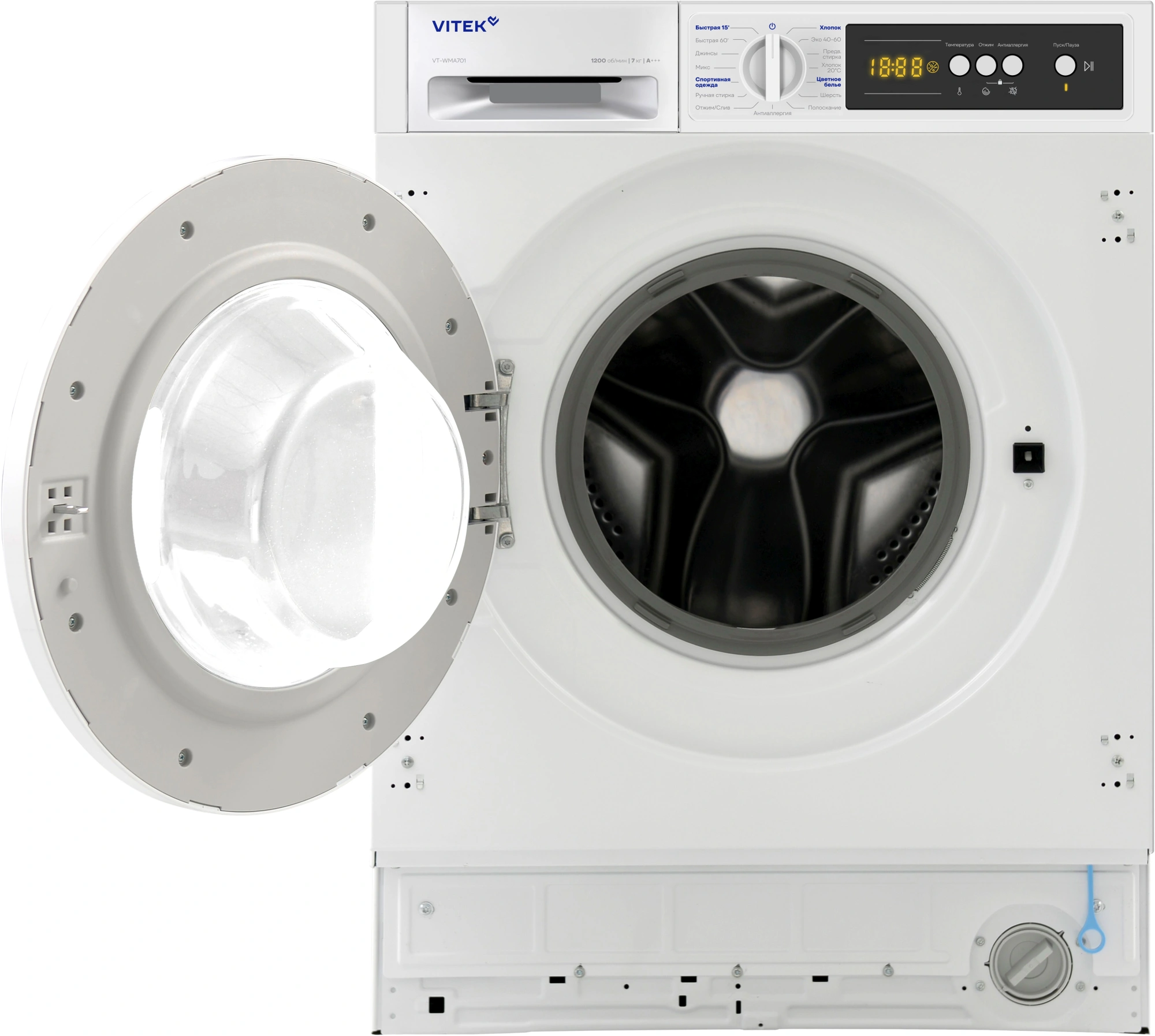 Стиральная машина Vitek VT-WMA701 класс:A+++ загрузка до 7кг отжим:1200об/мин белый — миниатюра 2