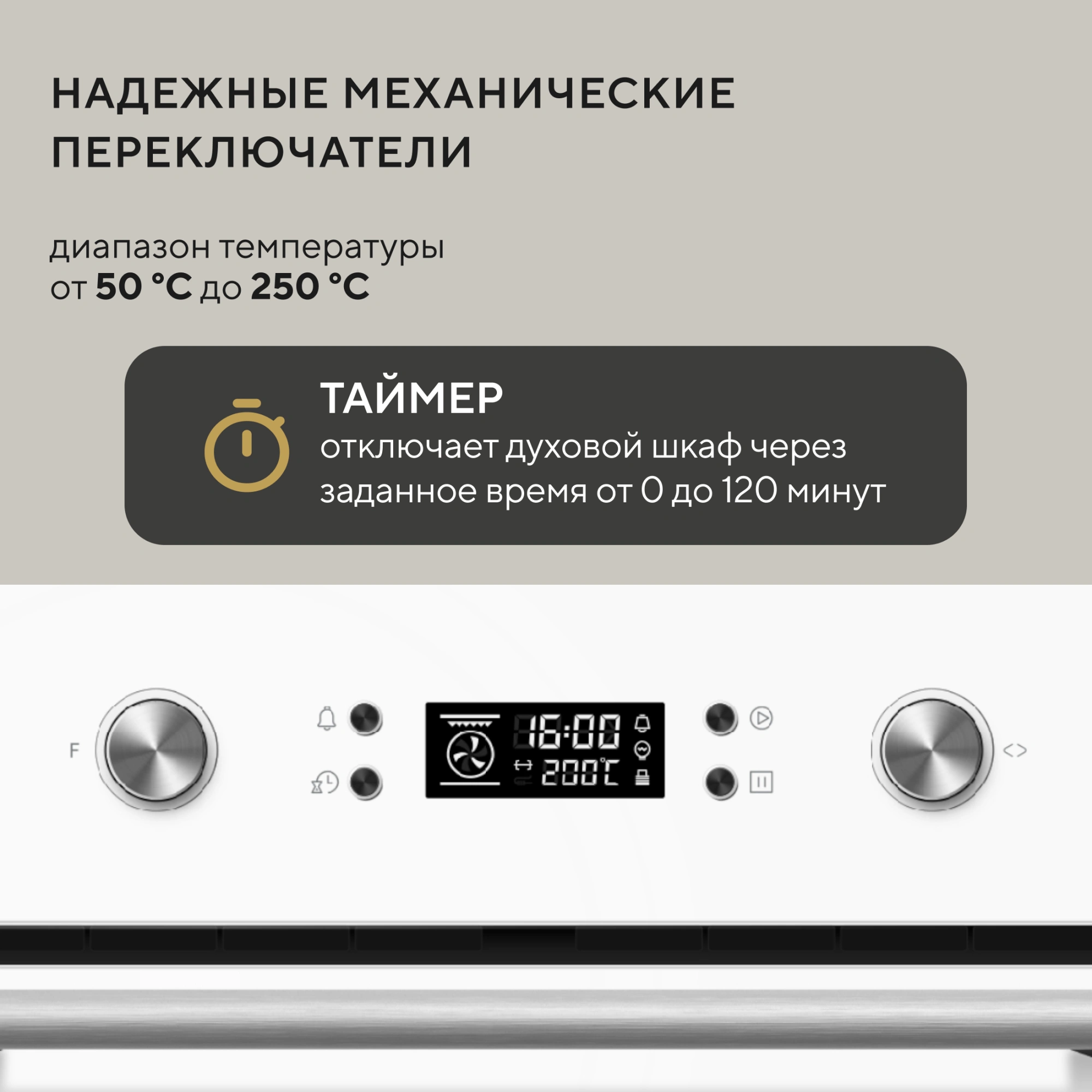 Духовой шкаф Электрический Hyundai HEO 6650 WG белый — миниатюра 6