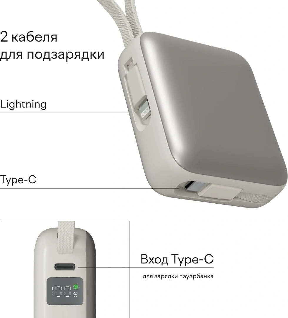 Мобильный аккумулятор Magssory PBN005 10000mAh 22.5W 3A USB-C титановый — миниатюра 16