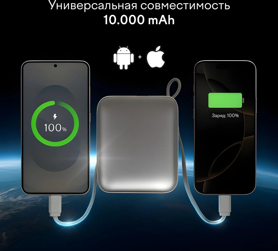 Мобильный аккумулятор Magssory PBN005 10000mAh 22.5W 3A USB-C титановый — миниатюра 17