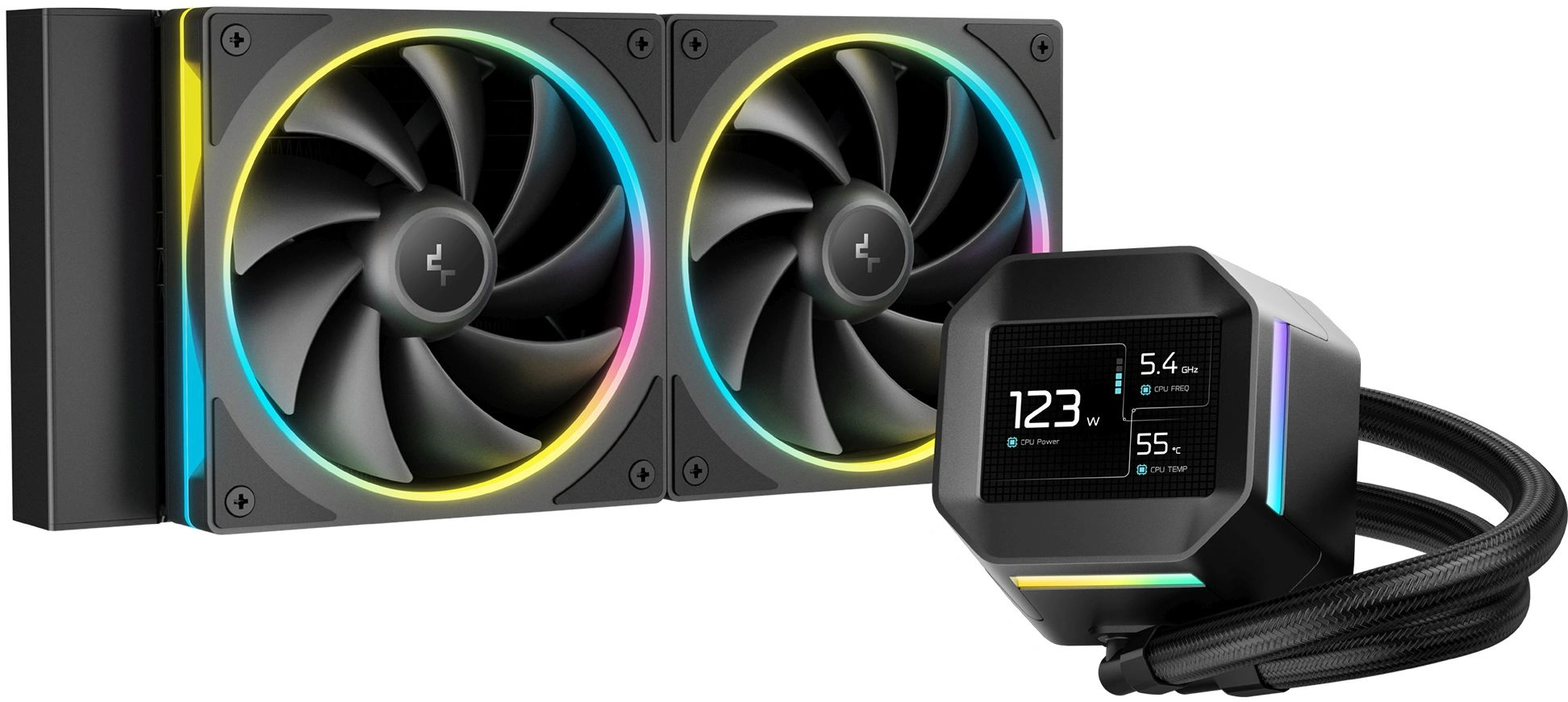 Система водяного охлаждения Deepcool LM240 ARGB Soc-AM5/AM4/1200/1700/1851 черный 4-pin 19-36dB Al LCD 220W 1404gr Ret (R-LM240-BKDMMC-1) — фото 1