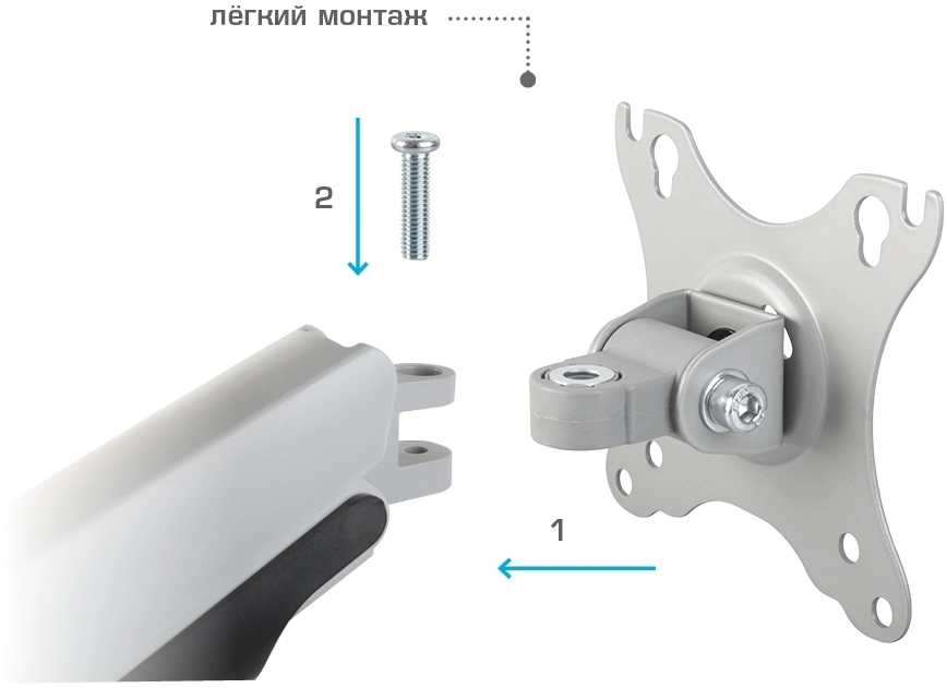 Кронштейн для мониторов ЖК Kromax OFFICE-22 серебристый 17"-35" макс.15кг настольный поворот и наклон — миниатюра 7