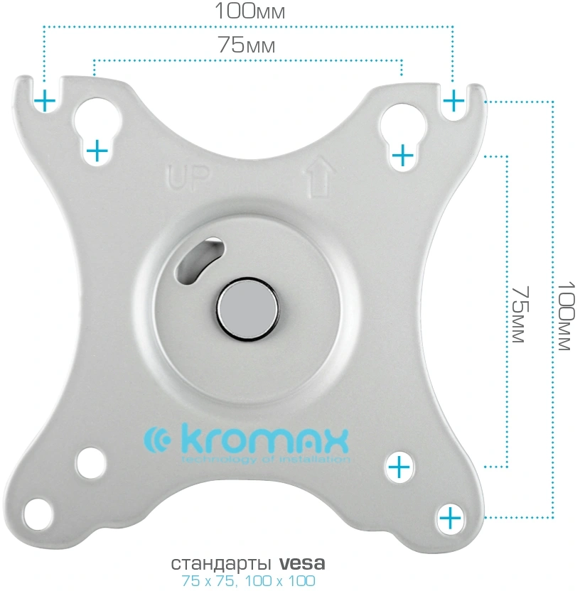 Кронштейн для мониторов ЖК Kromax OFFICE-22 серебристый 17"-35" макс.15кг настольный поворот и наклон — миниатюра 8
