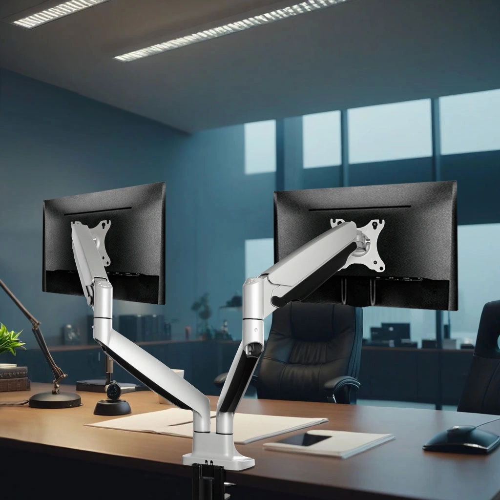 Кронштейн для мониторов ЖК Kromax OFFICE-22 серебристый 17"-35" макс.15кг настольный поворот и наклон — миниатюра 2