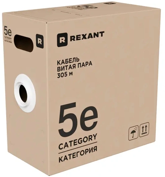 Кабель информационный Rexant 01-0049-R кат.5E U/UTP 4 пары 24AWG нг(А)-HF внутренний 305м оранжевый — фото 1