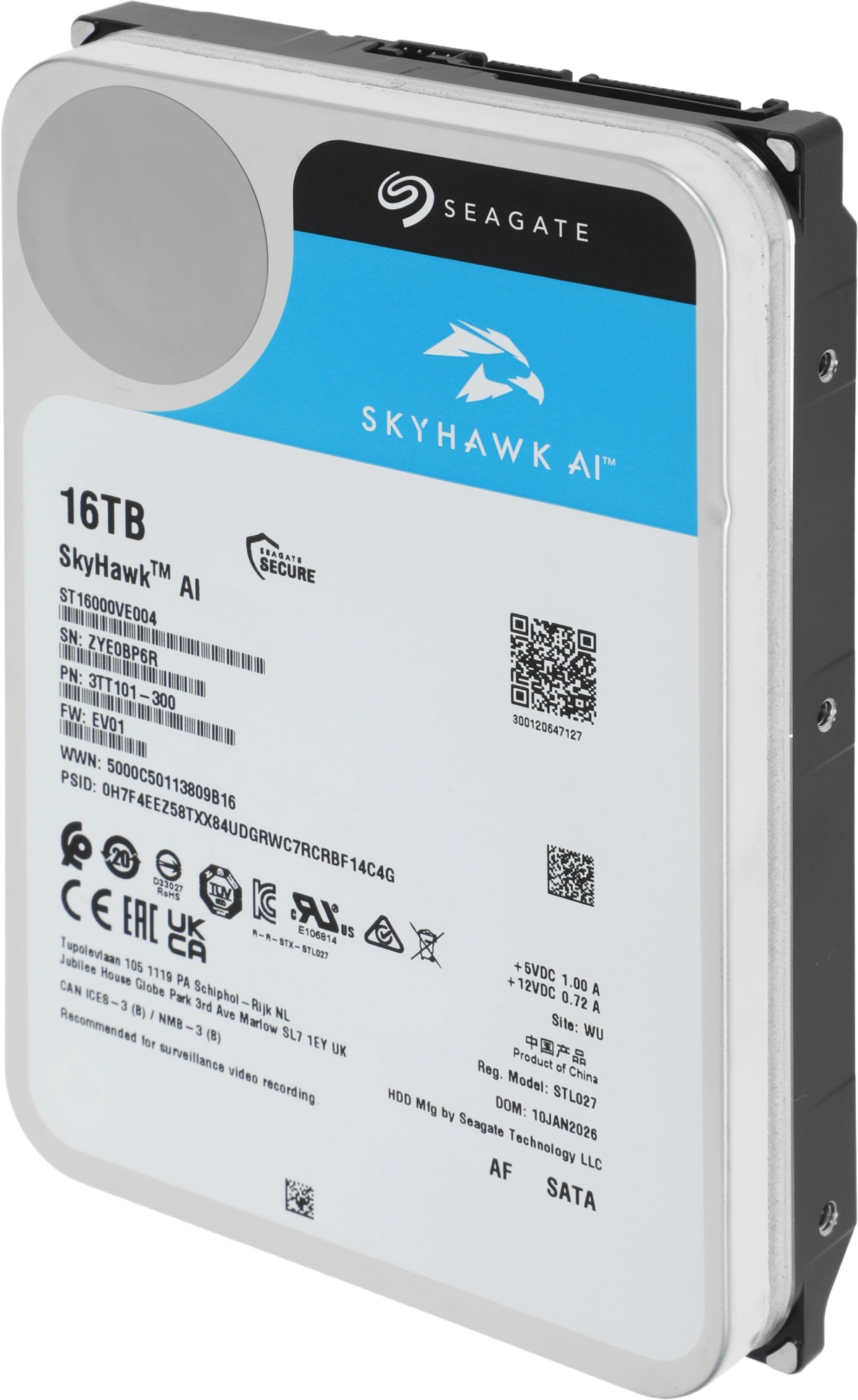 Жесткий диск Seagate SATA-III 16TB ST16000VE004 Surveillance SkyHawkAI 512E (7200rpm) 512Mb 3.5" — миниатюра 4