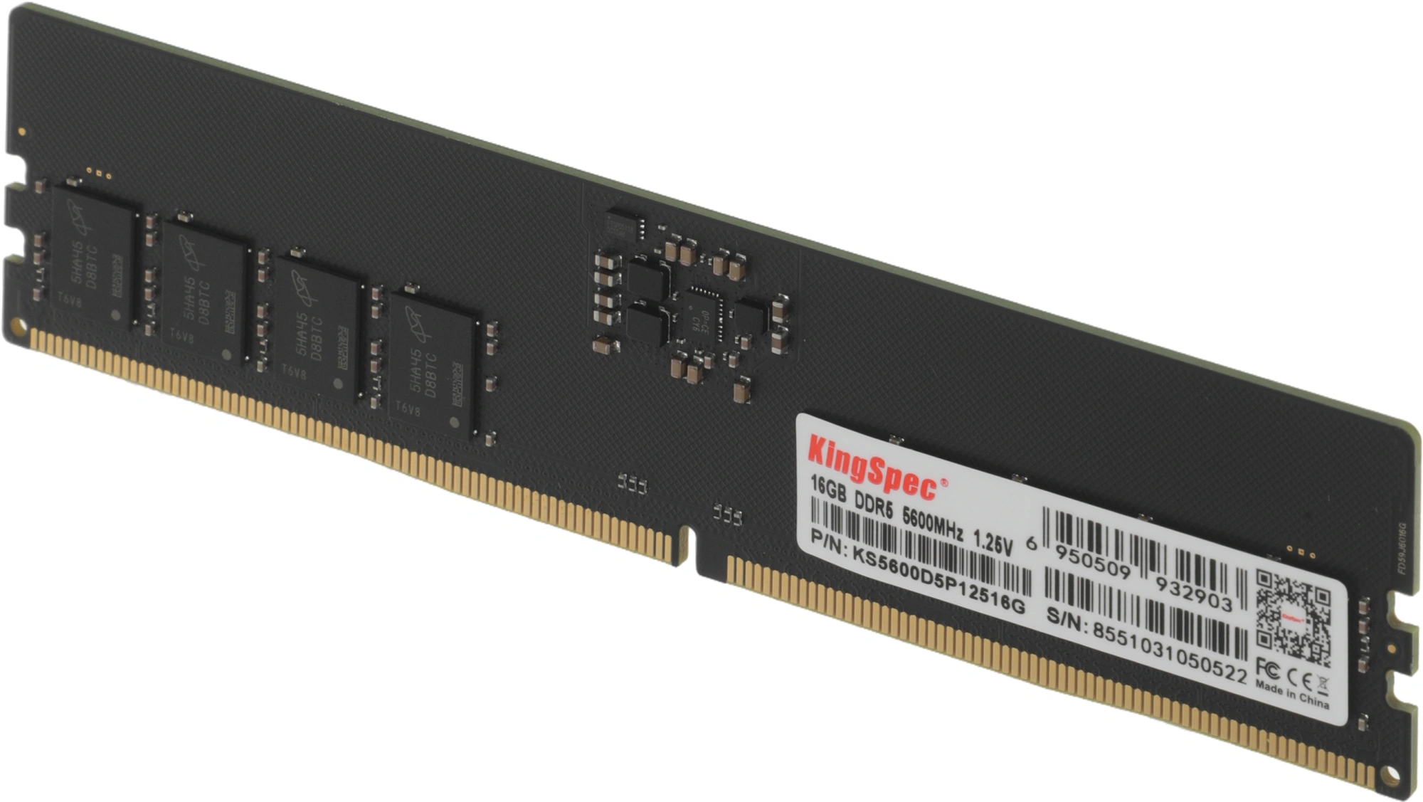 Память DDR5 16GB 5600MHz Kingspec KS5600D5P12516G RTL PC5-44800 CL40 DIMM UDIMM 288-pin 1.35В single rank Ret — миниатюра 3