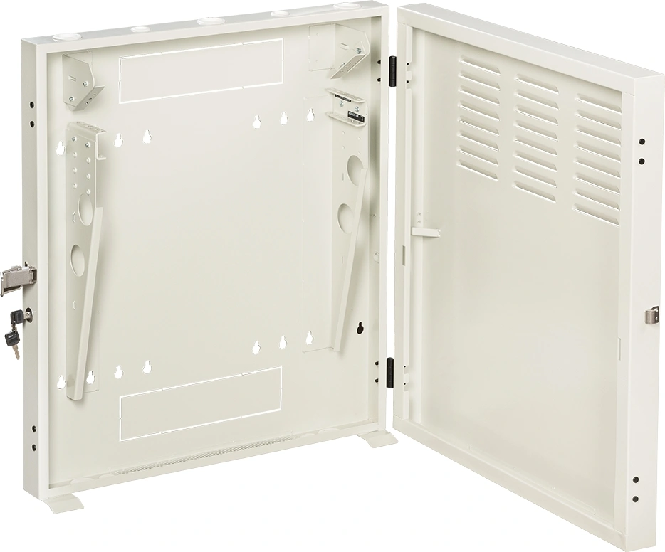 Шкаф коммутационный Lanmaster (TWT-CBVRT-2U-6X7-GY) настенный 2U 650x114мм пер.дв.металл направл.под винты 68кг серый 505мм 19кг 741мм IP20 сталь — миниатюра 2