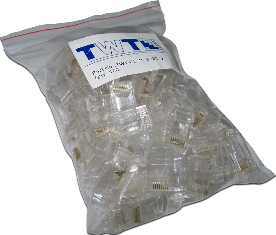 Коннектор Lanmaster (TWT-PL45-8P8C-V) кат.5E RJ45 прозрачный (упак.:100шт) — миниатюра 2