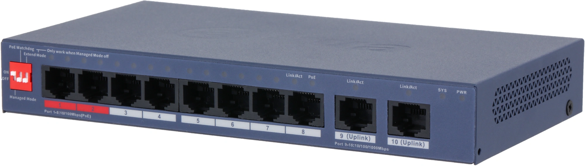Коммутатор Dahua DH-CS4010-8ET2GT-110 8x100Мбит/с 2x1Гбит/с управляемый