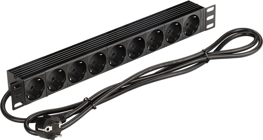 Блок распределения питания Lanmaster NM-PD16A-9XSH-2.0 гор.размещ. 9xSchuko базовые 16A Schuko 2м — фото 1
