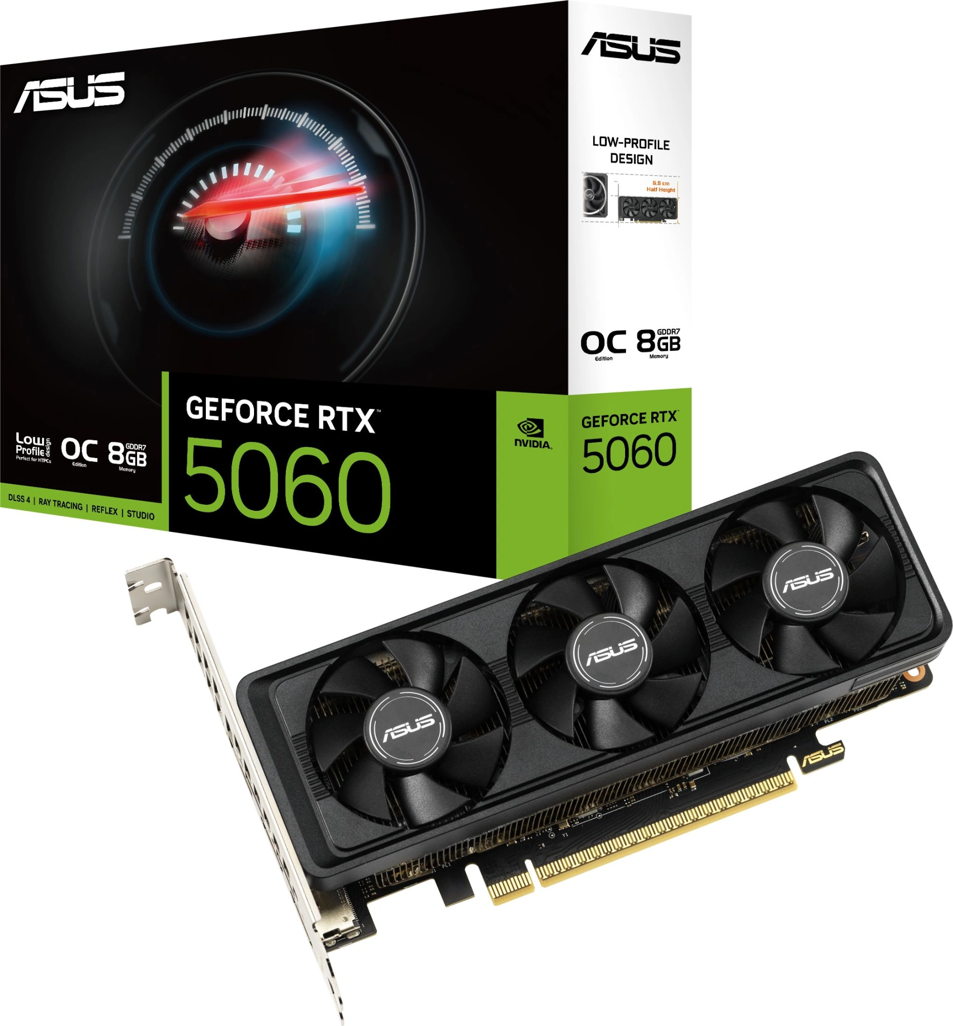 Видеокарта Asus PCI-E 5.0 RTX5060-O8G-LP-BRK NVIDIA GeForce RTX 5060 8Gb 128bit GDDR7 2550/28000 HDMIx2 DPx1 HDCP Ret low profile — миниатюра 10
