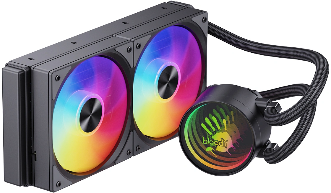 Система водяного охлаждения Bloody LC-10 ARGB Soc-AM5/AM4/1200/1700/1851 черный 4-pin 20-35dB Al+Cu 260W Ret (LC-10-ARGB240-BK) — миниатюра 5