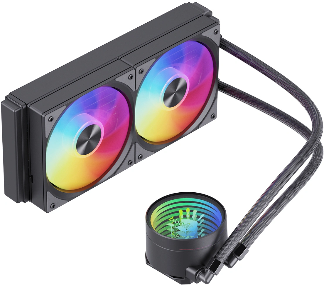 Система водяного охлаждения Bloody LC-10 ARGB Soc-AM5/AM4/1200/1700/1851 черный 4-pin 20-35dB Al+Cu 260W Ret (LC-10-ARGB240-BK) — миниатюра 6