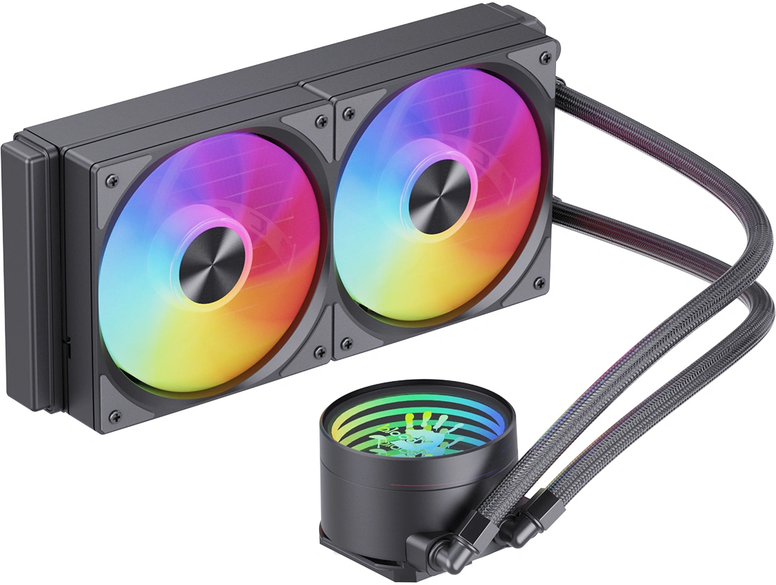 Система водяного охлаждения Bloody LC-10 ARGB Soc-AM5/AM4/1200/1700/1851 черный 4-pin 20-35dB Al+Cu 260W Ret (LC-10-ARGB240-BK) — миниатюра 7