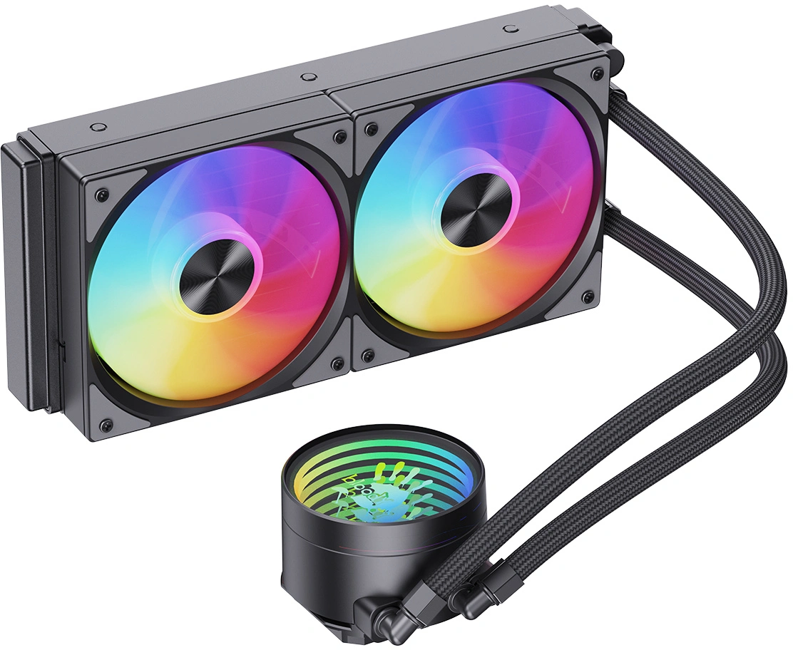 Система водяного охлаждения Bloody LC-10 ARGB Soc-AM5/AM4/1200/1700/1851 черный 4-pin 20-35dB Al+Cu 260W Ret (LC-10-ARGB240-BK) — миниатюра 8